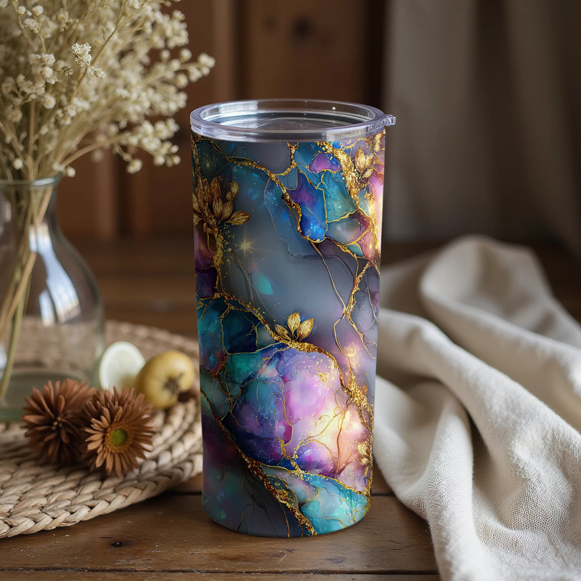 Colorful Abstract Floral Pattern Insulated Tumbler