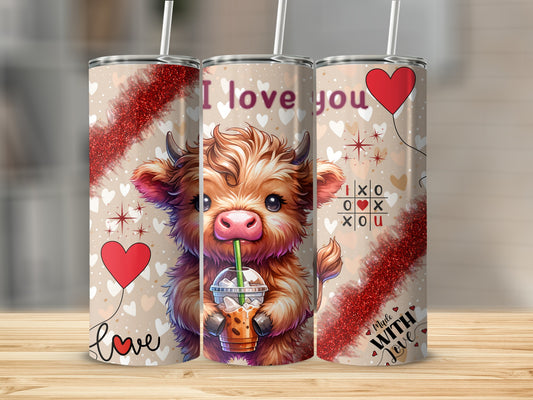 Adorable Cow I Love You Tumbler Valentine's Day Gift