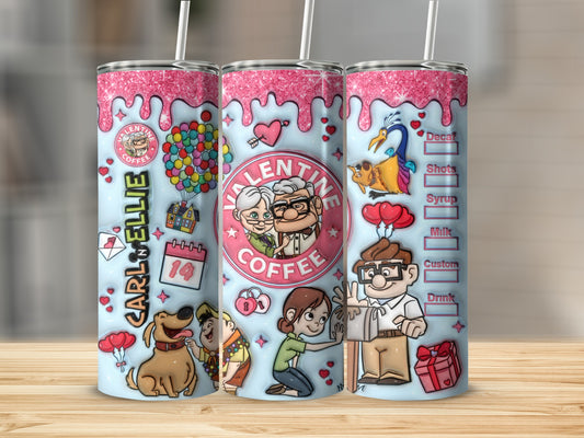 Valentine Coffee Themed Cartoon Design Tumbler