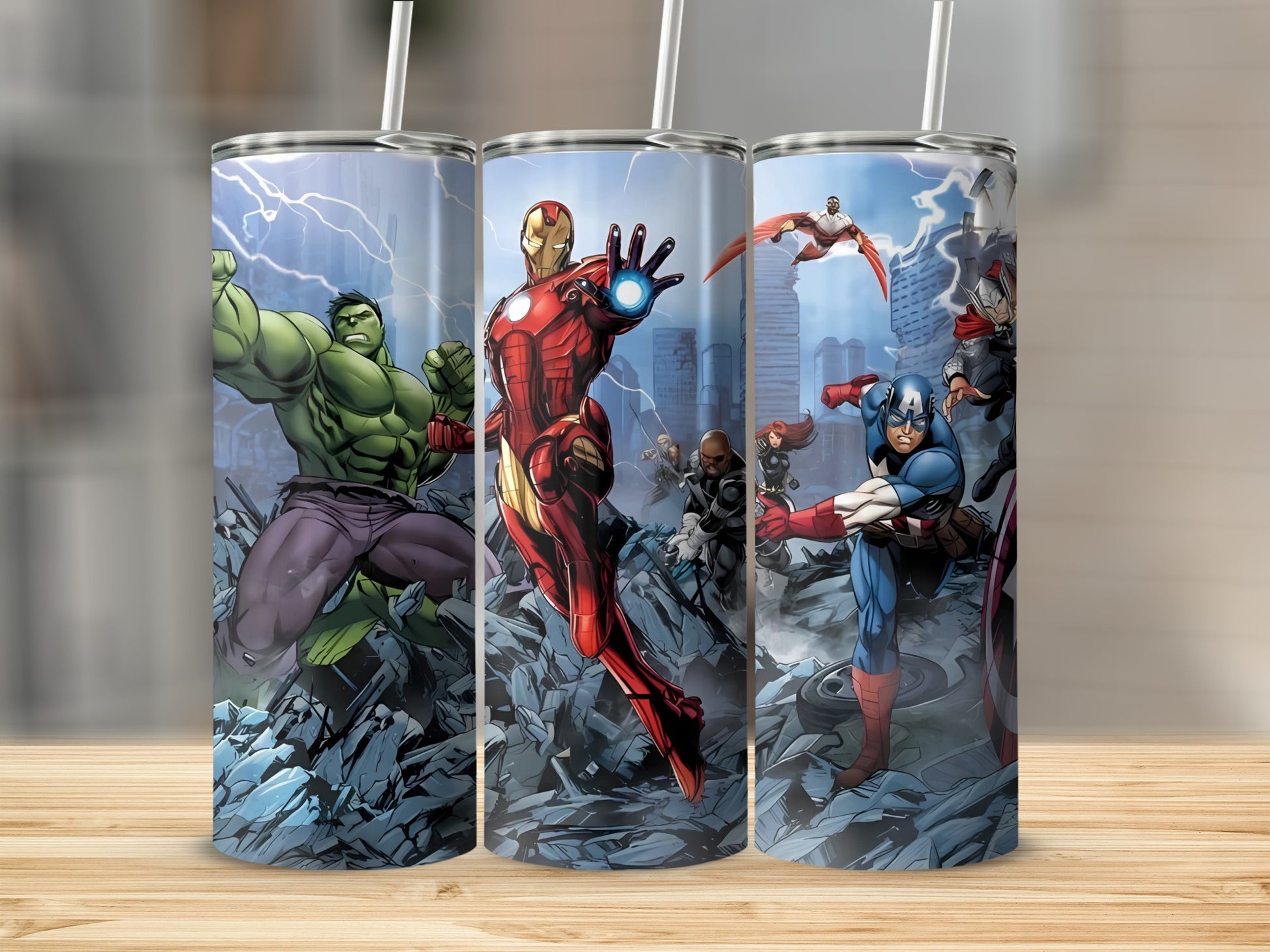 Superhero Action Scene Tumbler Cup Trio for Fans