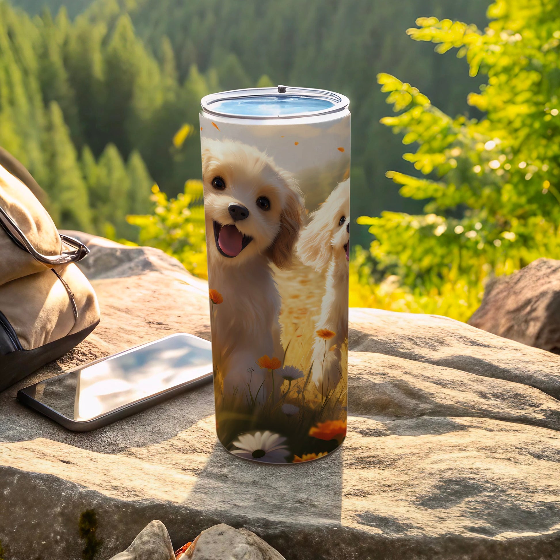 Adorable Puppies Tumbler Cute Dogs Floral Art product type