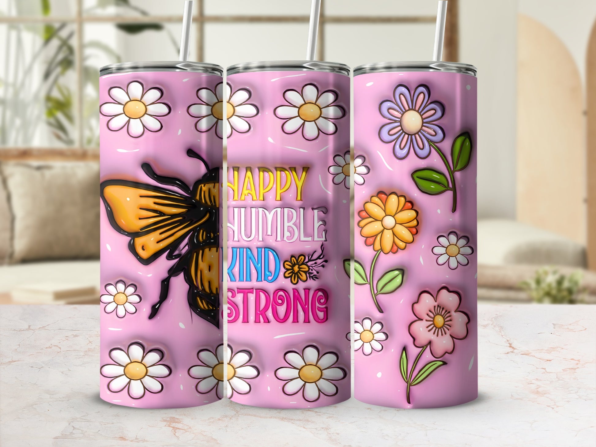 Pink Bumblebee Floral Happy Humble Kind Strong product type