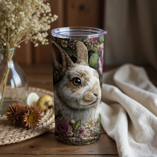 Floral Rabbit Design Tumbler for Coffee or Tea