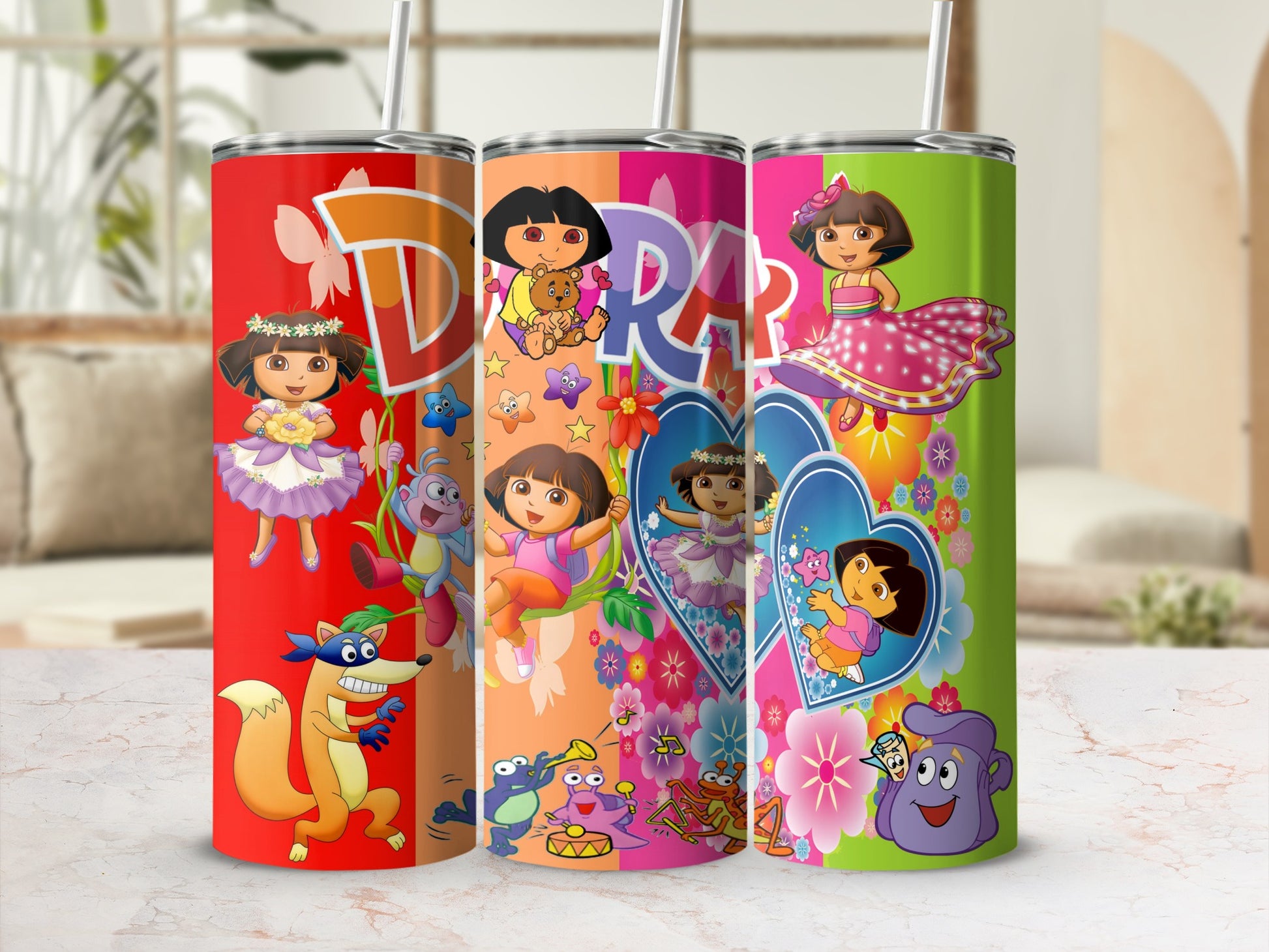 Colorful Cartoon Adventure Themed Drink Tumblers