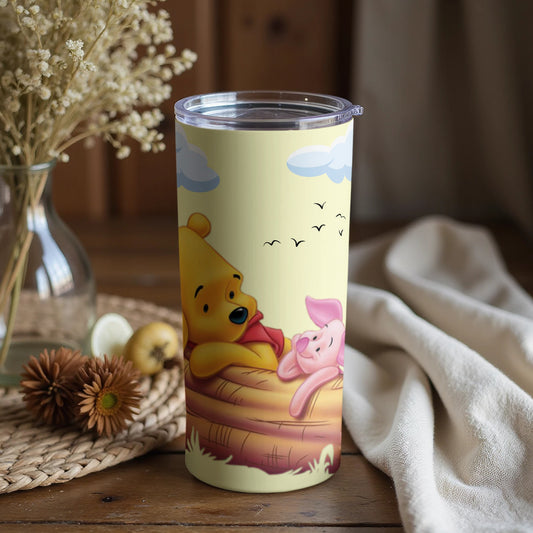 Winnie the Pooh and Piglet Tumbler with Clouds Design