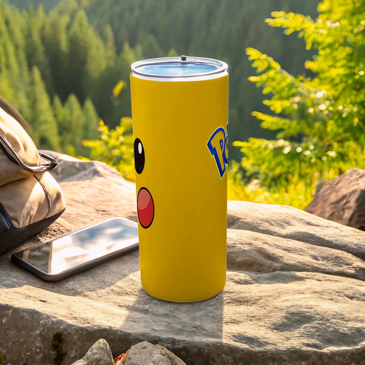 Bright Pikachu Design Travel Mug for Outdoor Adventures