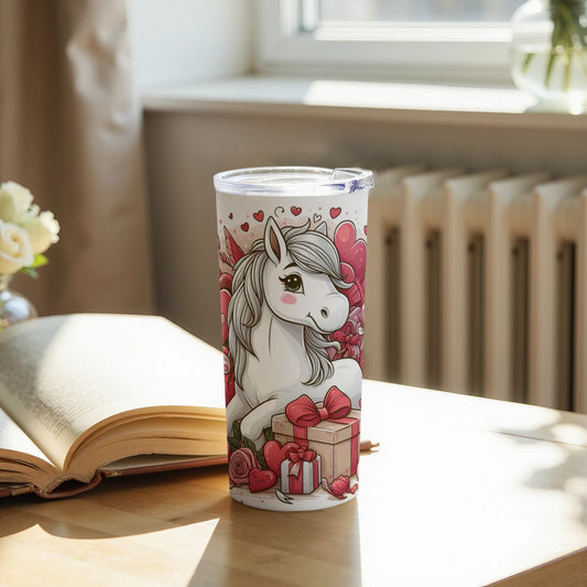Adorable Unicorn with Hearts and Gifts Tumbler