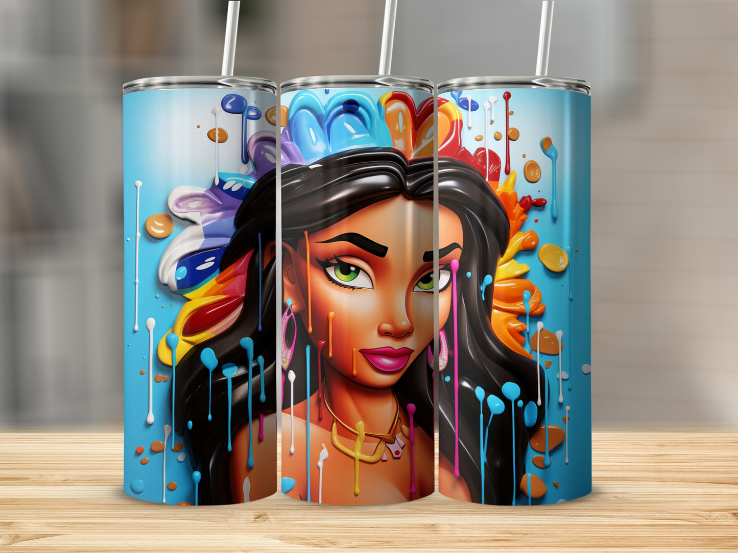 Colorful Artistic Woman Graphic Tumbler Cup