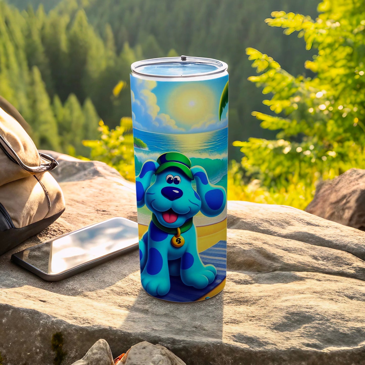 Cute Blue Cartoon Dog Design Insulated Tumbler