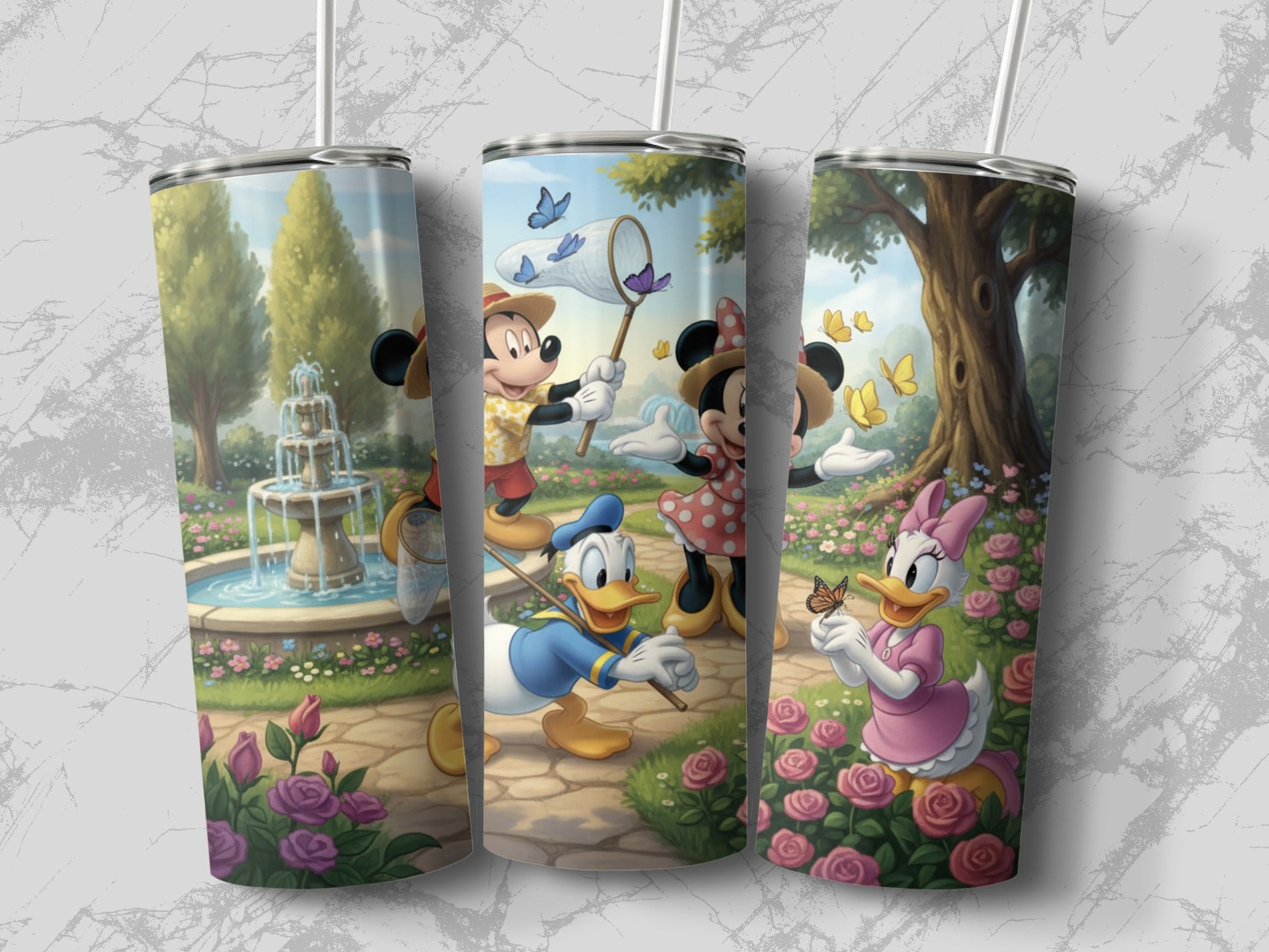 Disney Characters Garden Scene Tumblers Set