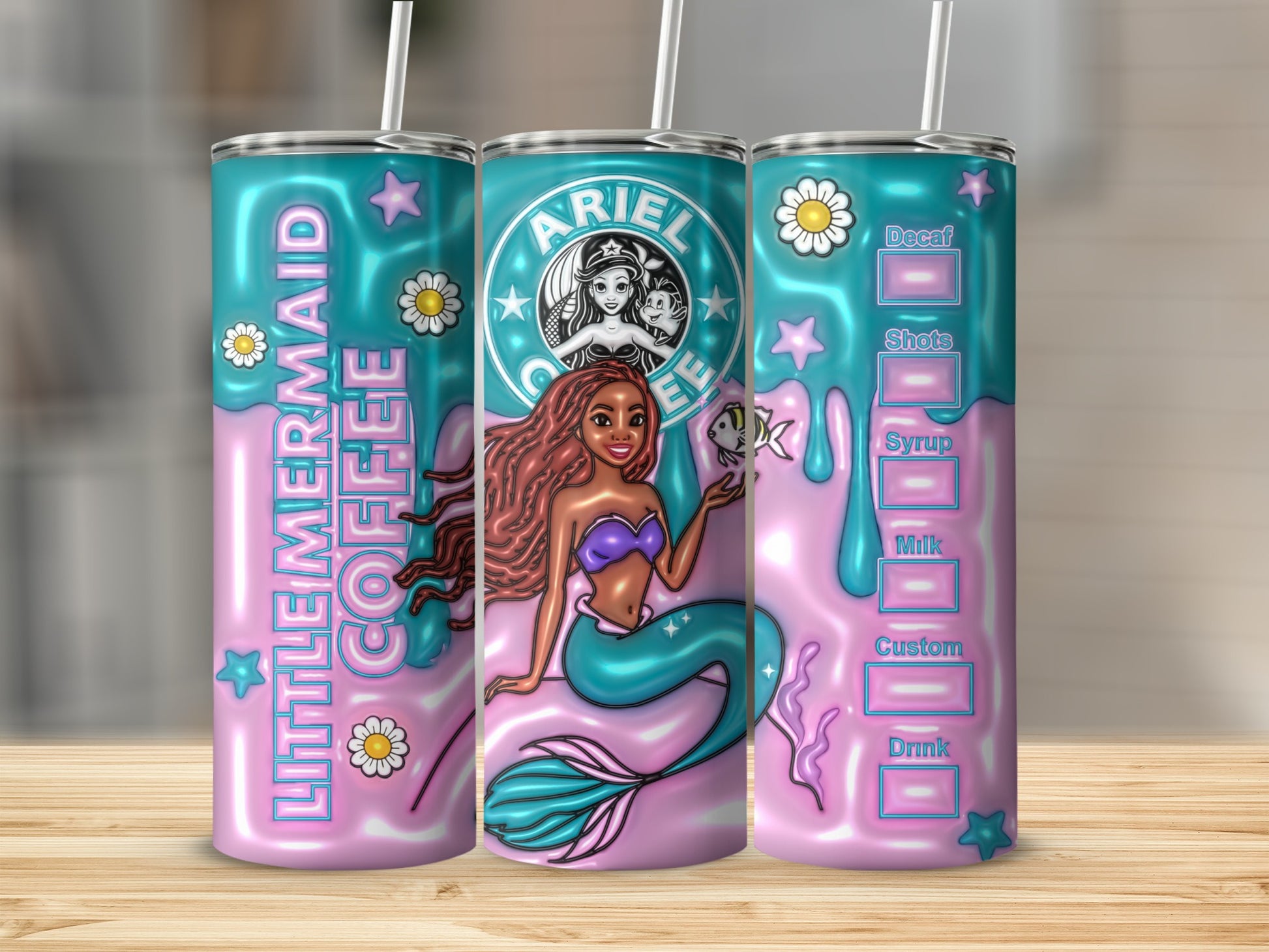 Little Mermaid Coffee Insulated Tumbler with Straw