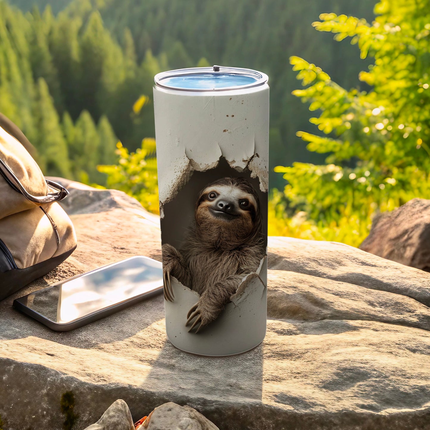 Cute Sloth Peeking Cracked Tumbler Adventure Enthusiast product type
