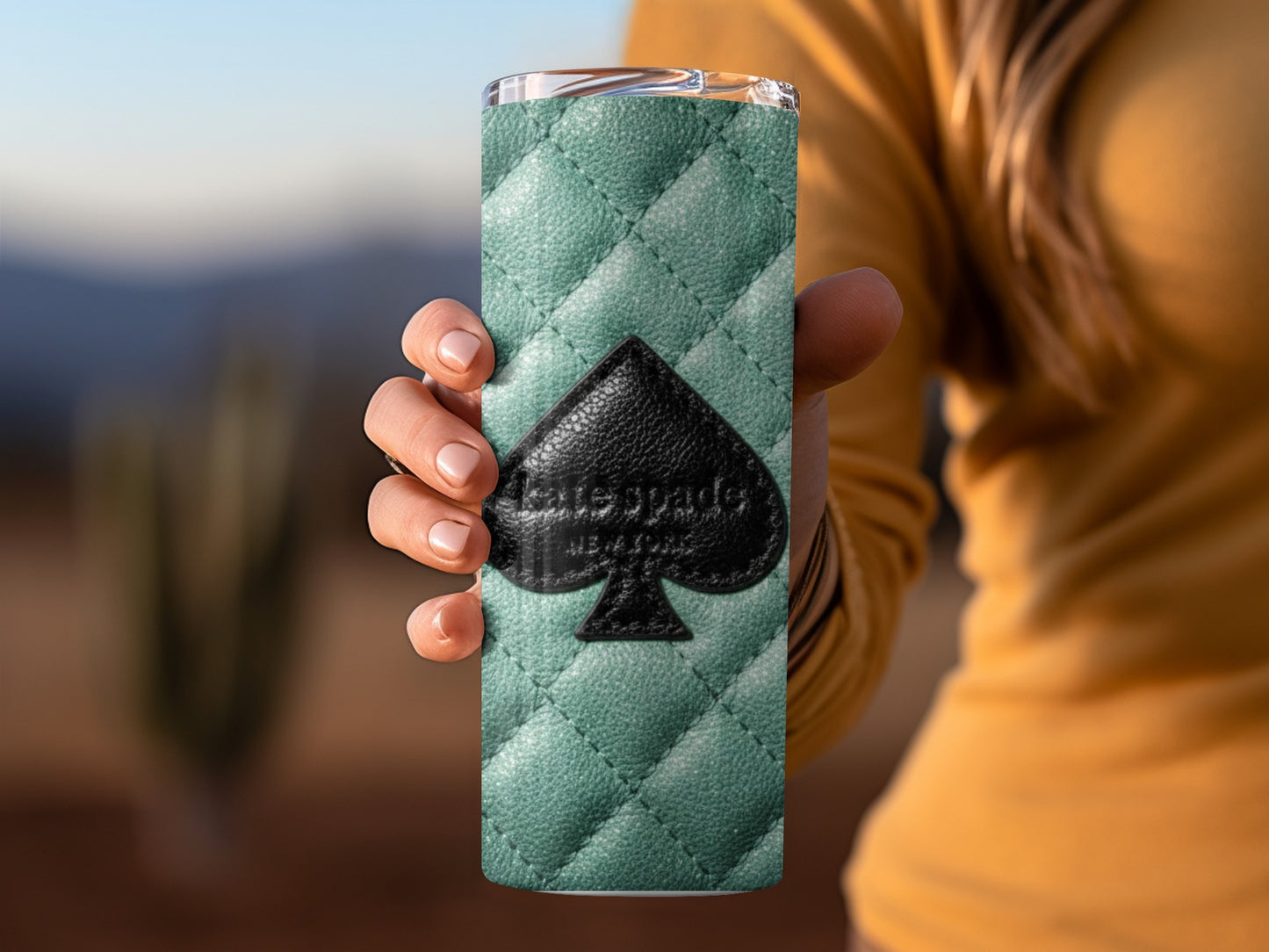 Kate Spade Inspired  Emblem Aqua Quilted Surface Design Tumblers