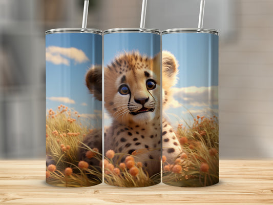 Adorable Cheetah Tumbler with Cheerful Design