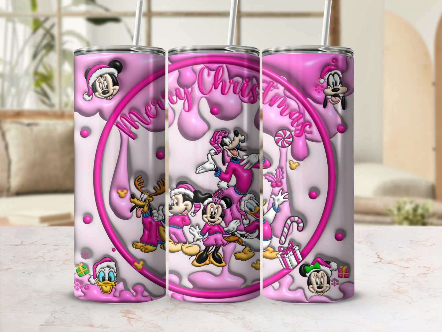 Merry Christmas Cartoon Characters Tumbler Cup