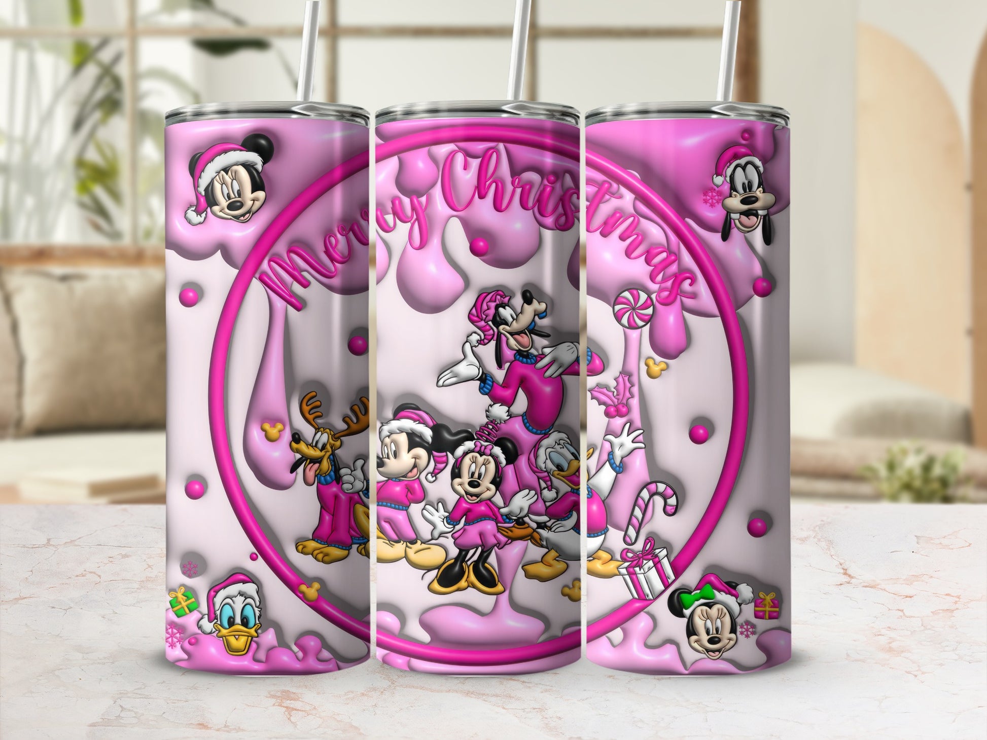 Merry Christmas Cartoon Characters Tumbler Cup