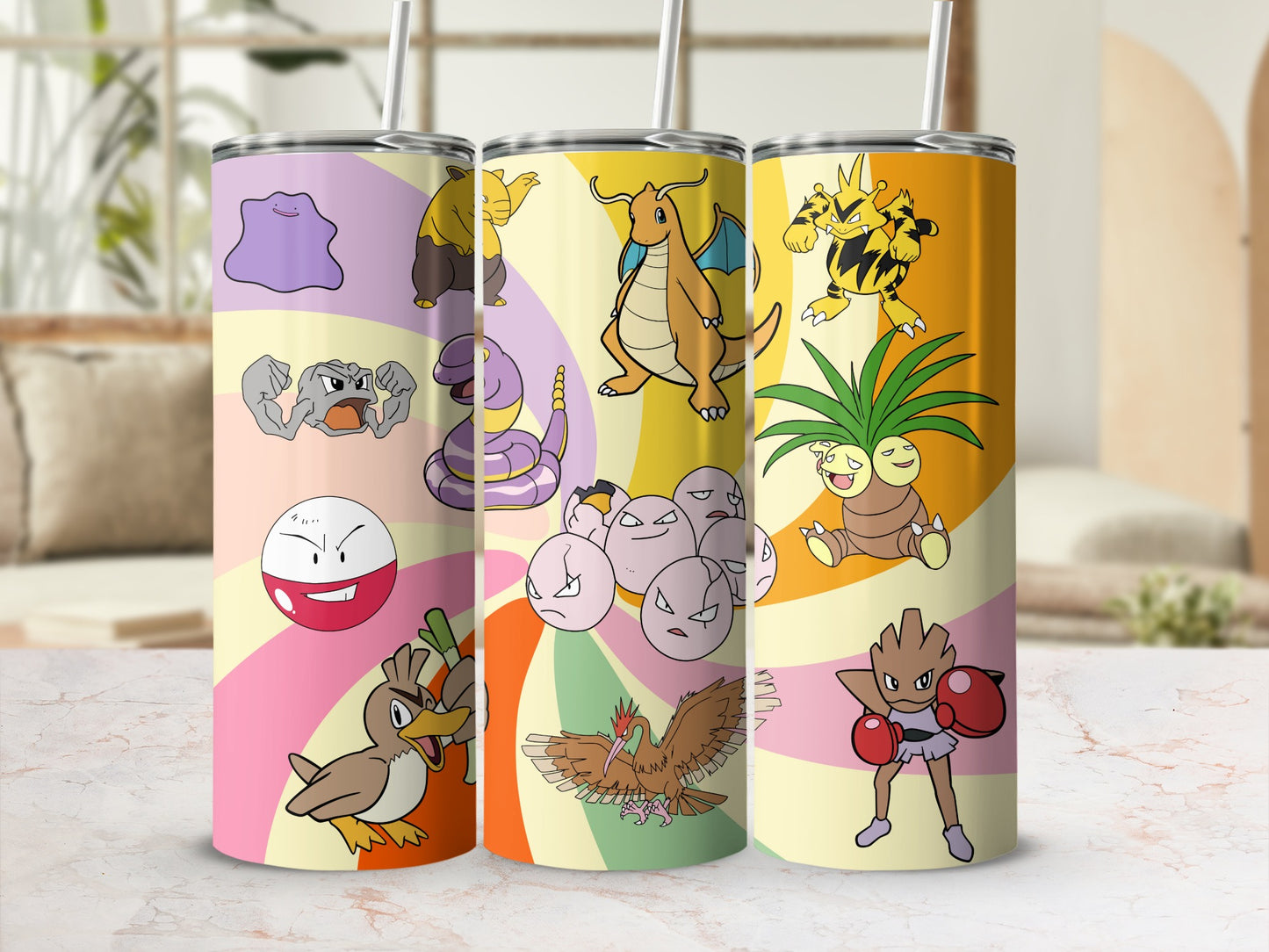 Colorful Retro Anime Design Insulated Tumbler Cup