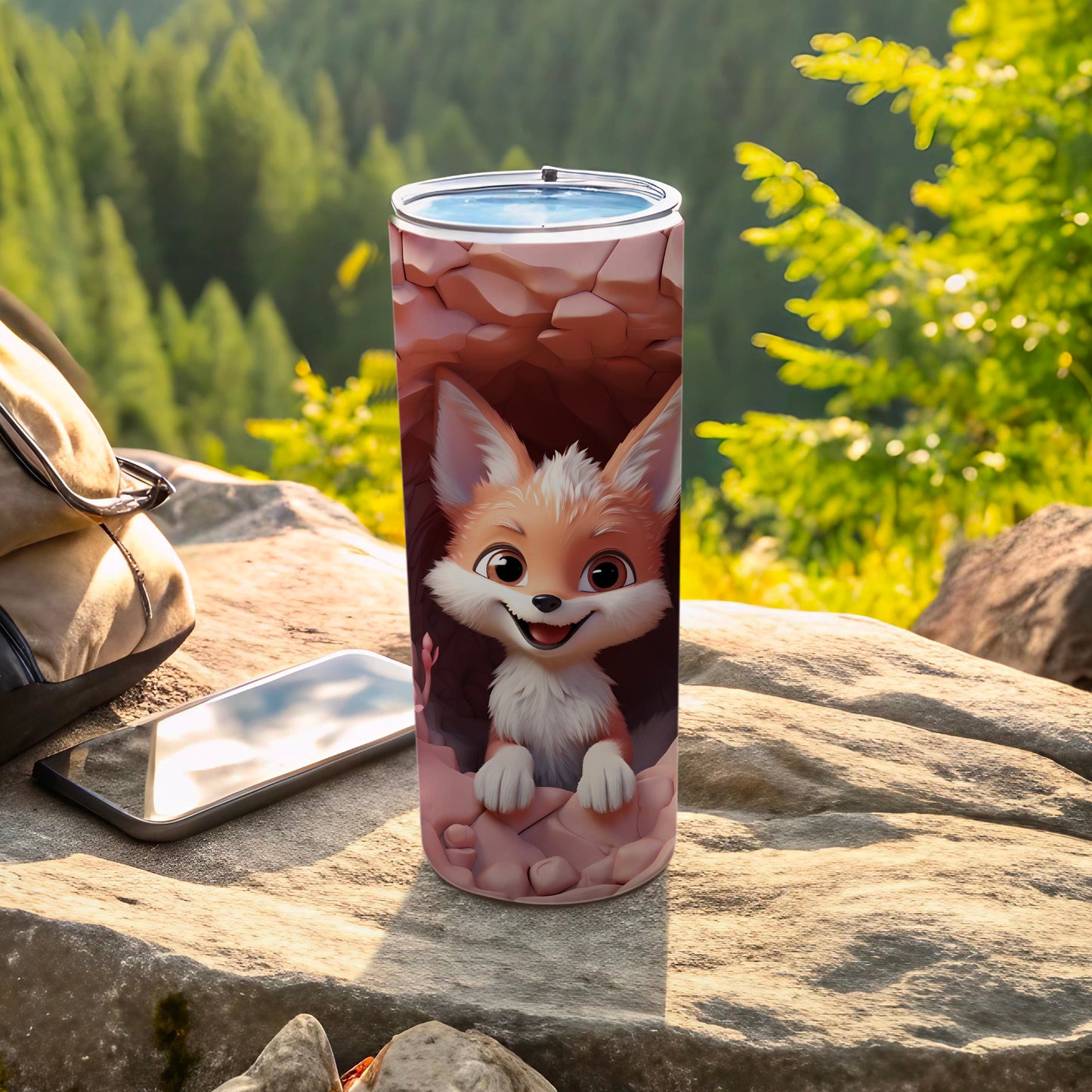 Adorable Furry Fox 24oz Tumbler for Outdoor Adventures