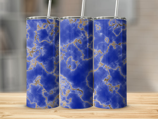 Elegant Blue and Gold Veins Swirl Design Custom Tumblers