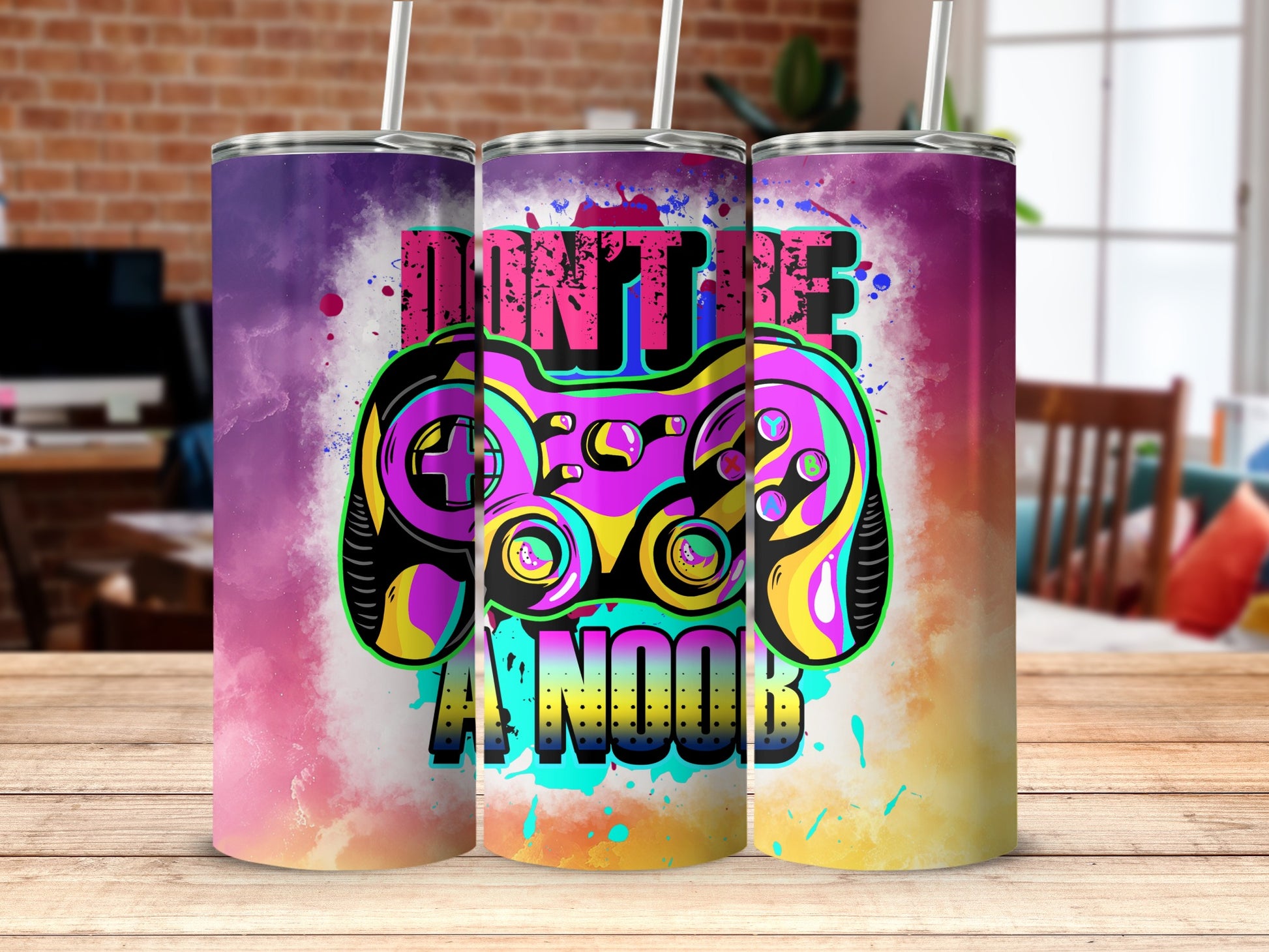 Don't Be A Noob Colorful Gamer Tumbler