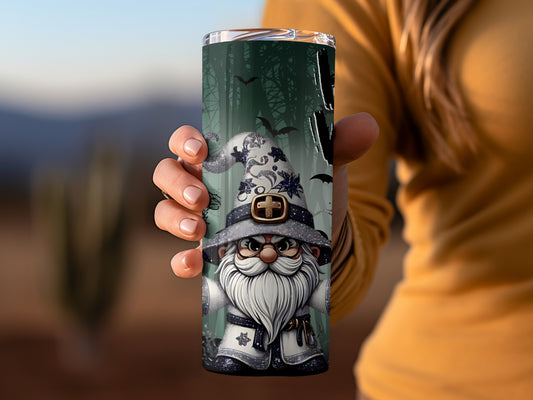 Mystic Wizard Gnome Design on Travel Tumbler Cup