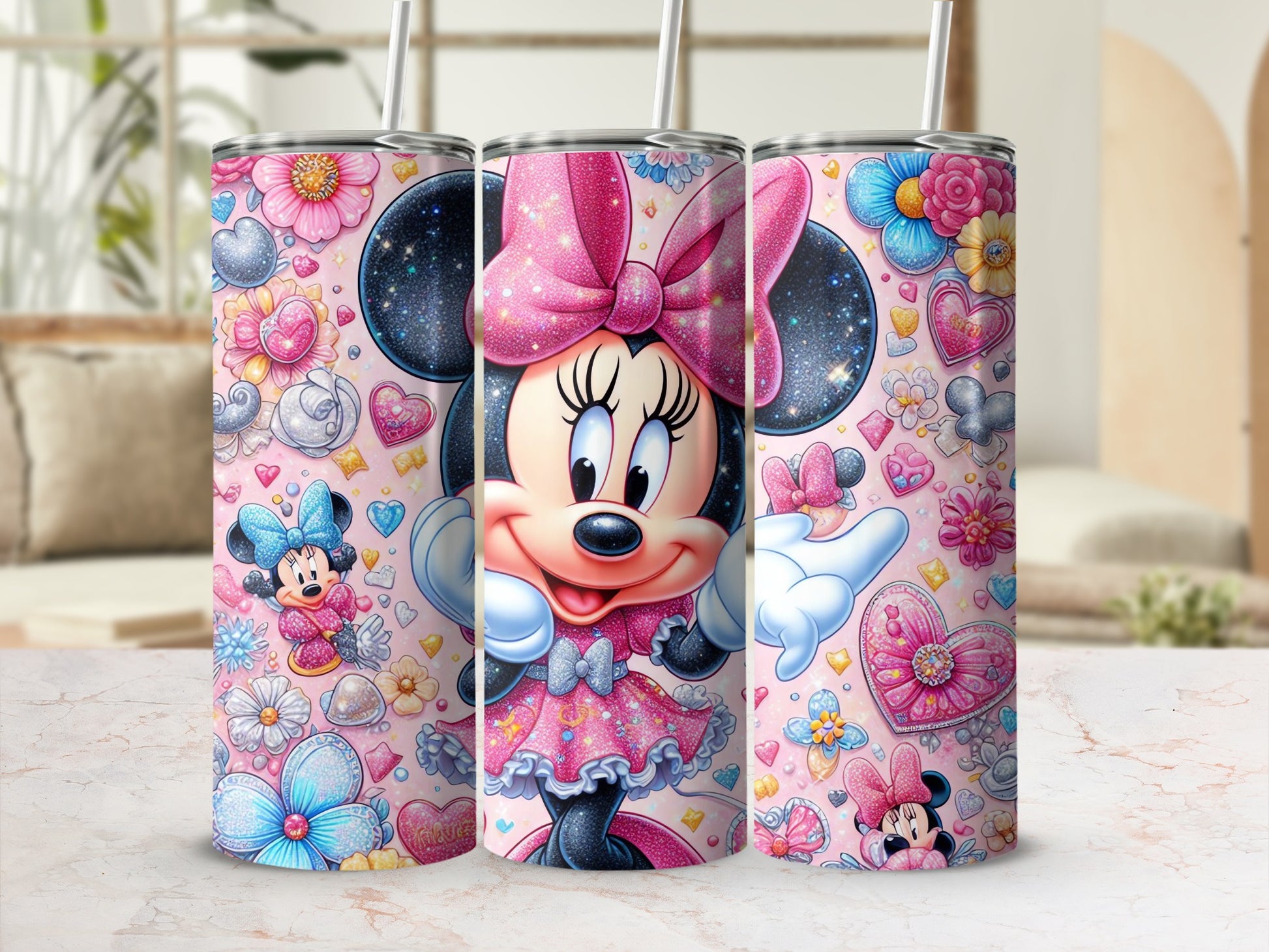 Adorable Pink Minnie Mouse Themed Tumbler