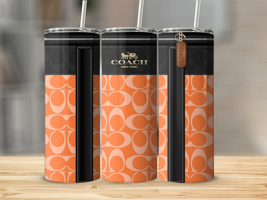 Coach New York Orange and Black Patterned Tumbler