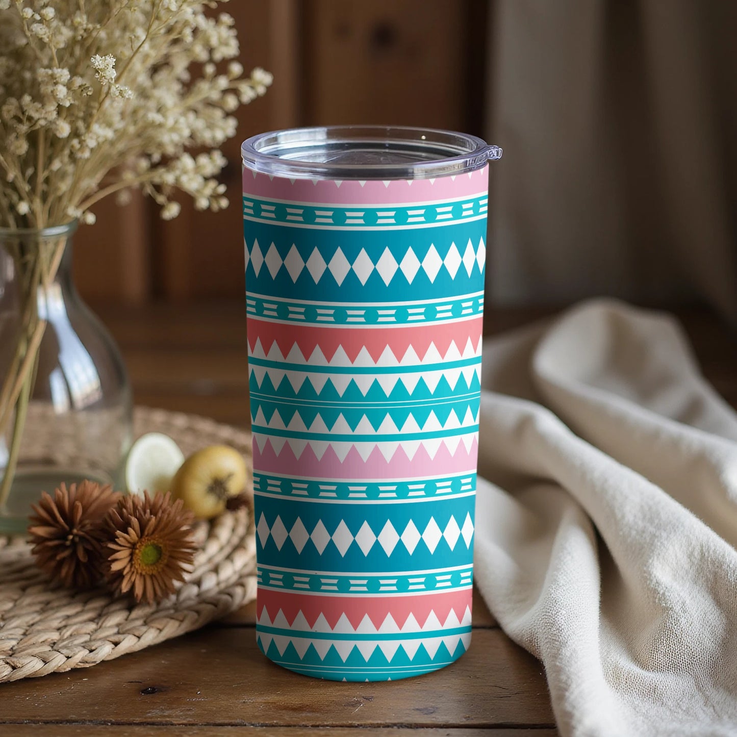 Colorful Geometric Pattern Insulated Tumbler For Drinks