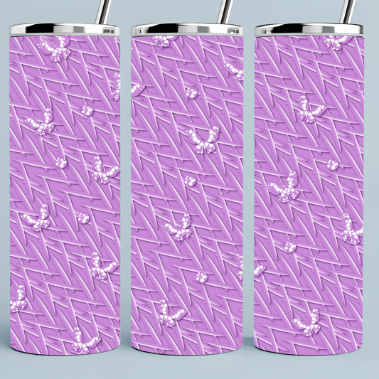 Tiny White Butterflies on light purple background tumbler