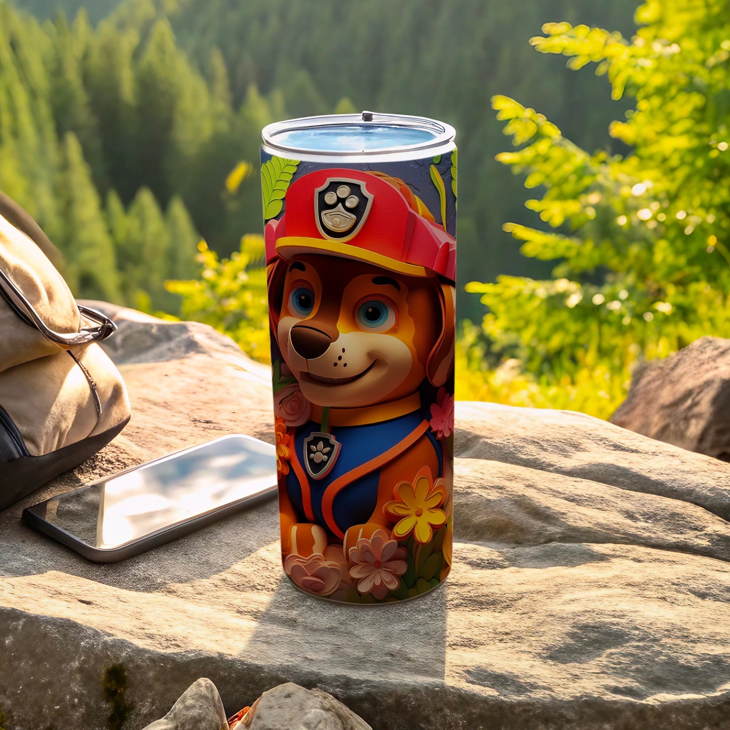 Colorful Cartoon Dog Design Travel Tumbler Cup
