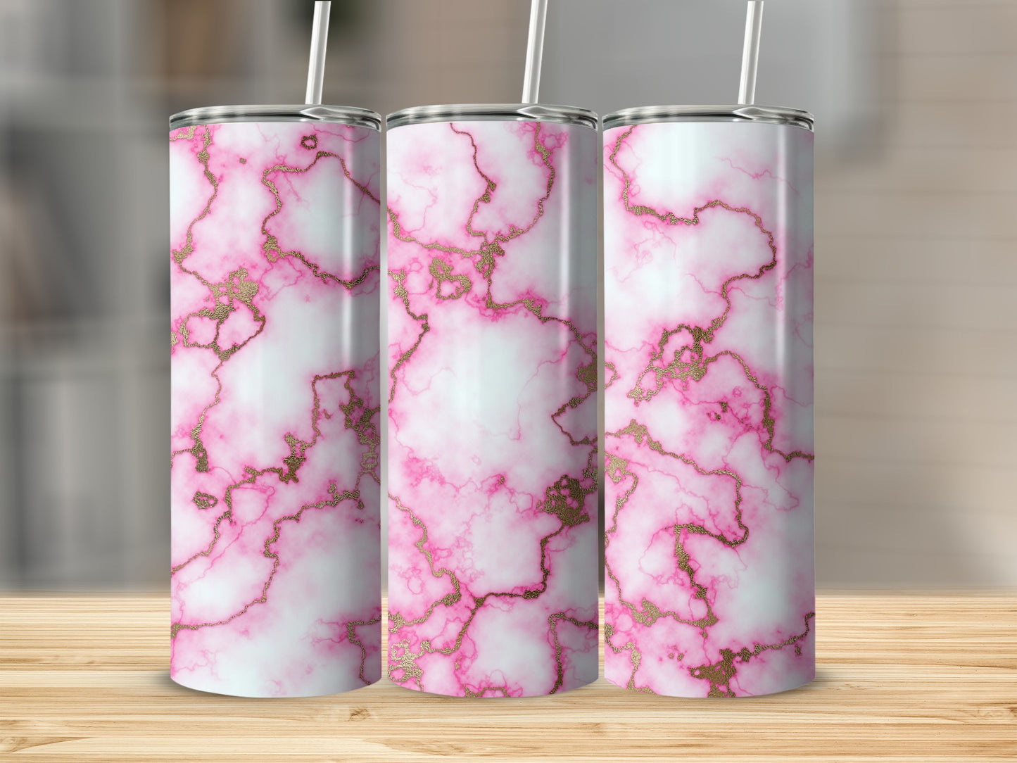 Rose Quartz Gold Veins Abstract Texture Design Tumblers