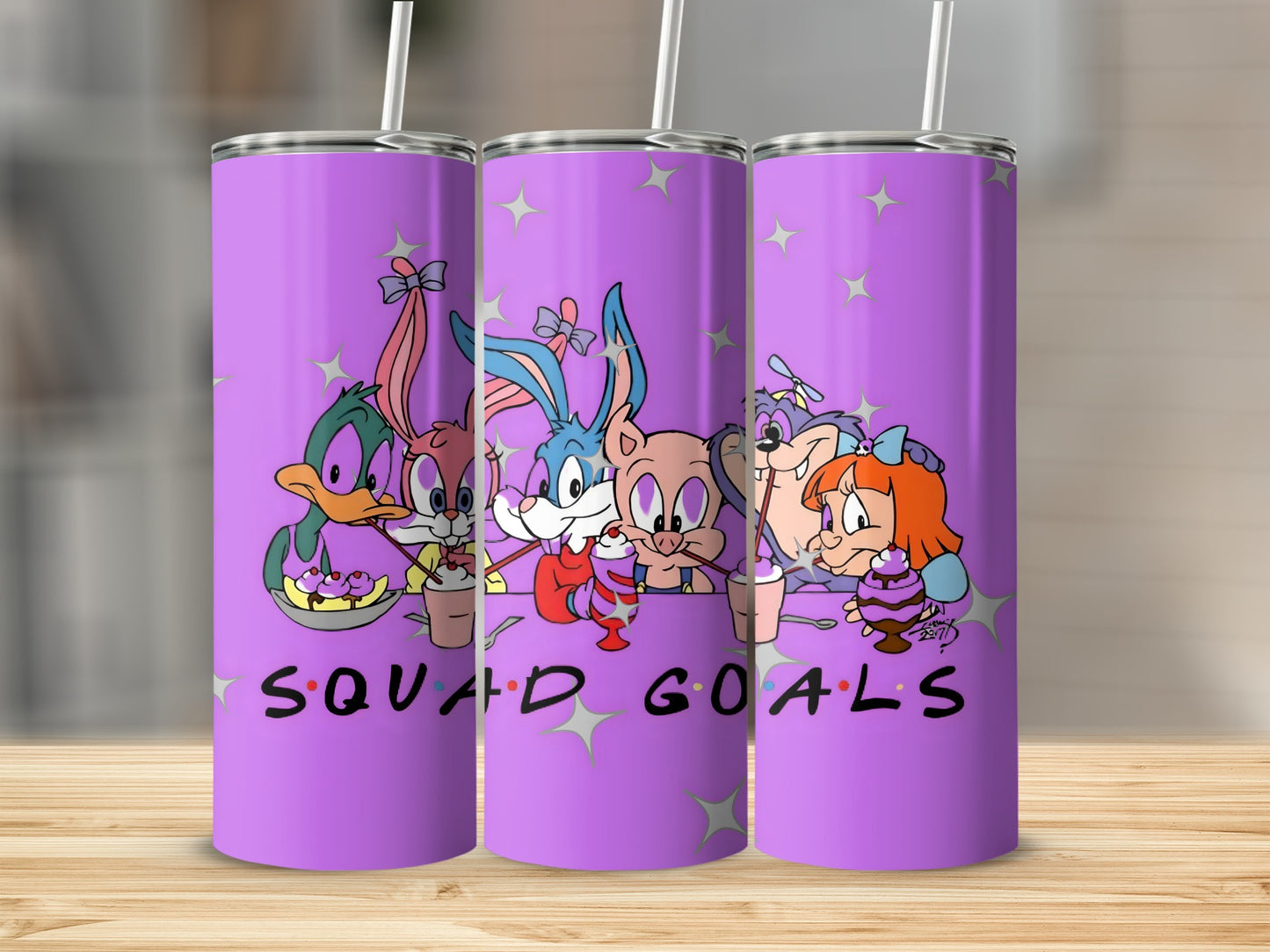 Purple Cup with Animated Characters Squad Goals