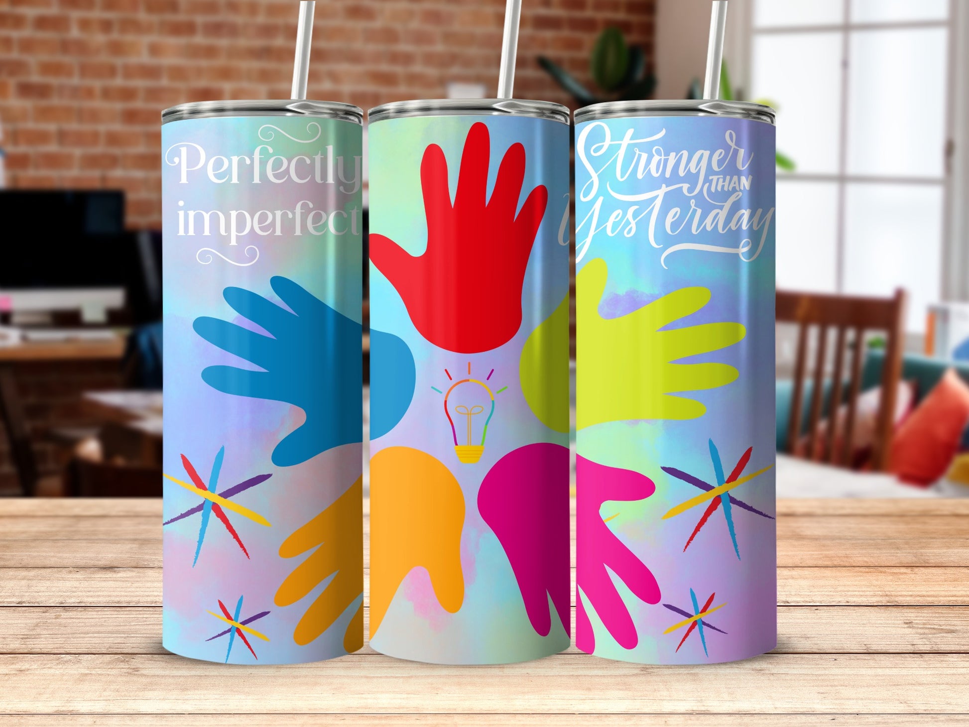 Colorful Inspirational Tumbler with Quotes