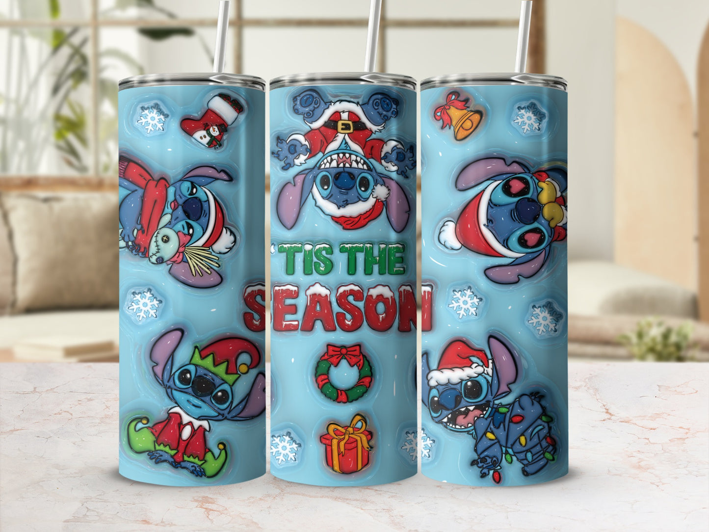Tis The Season Blue Cartoon Character Tumbler
