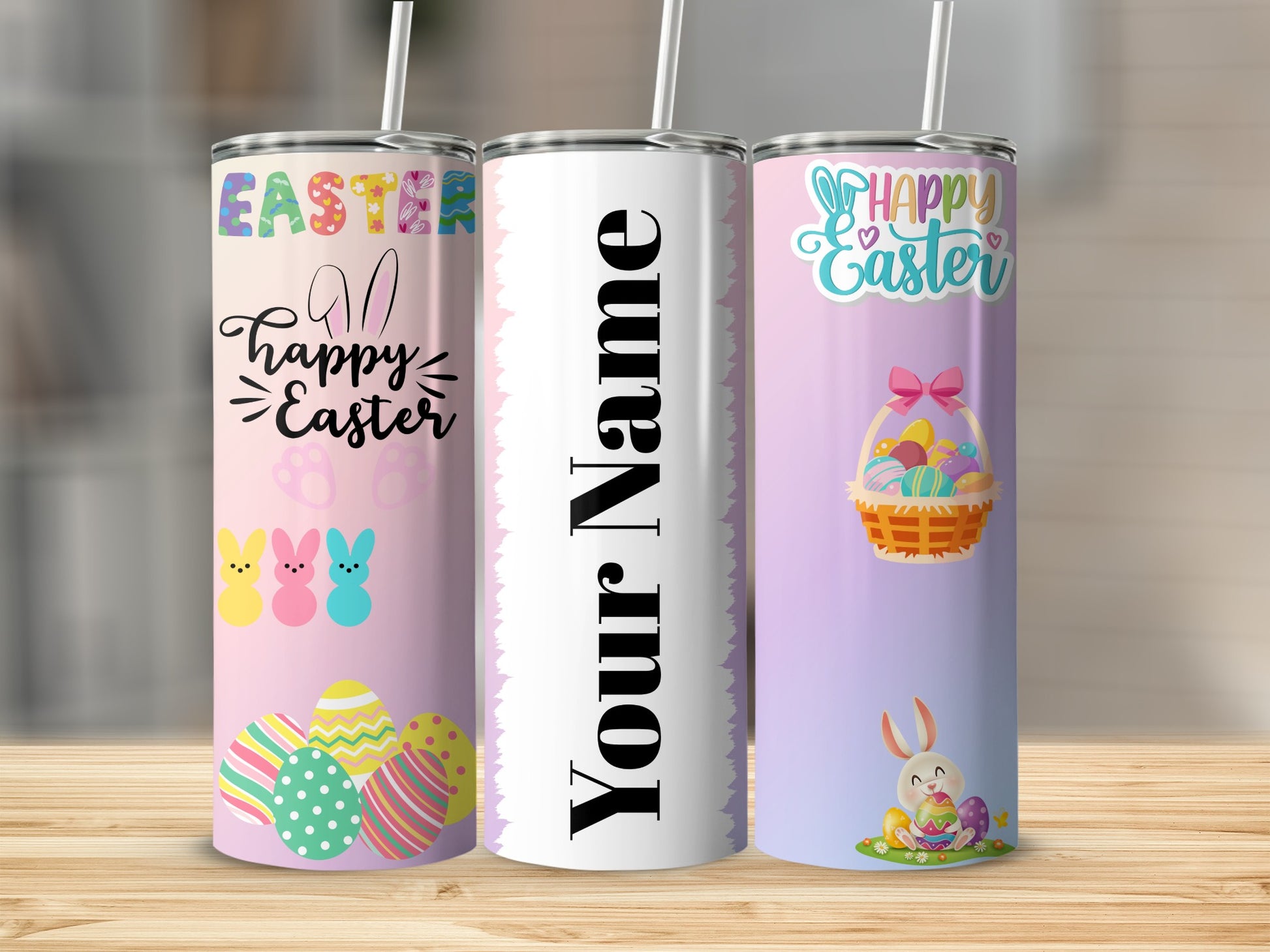 Personalized Happy Easter Design Tumbler Cup