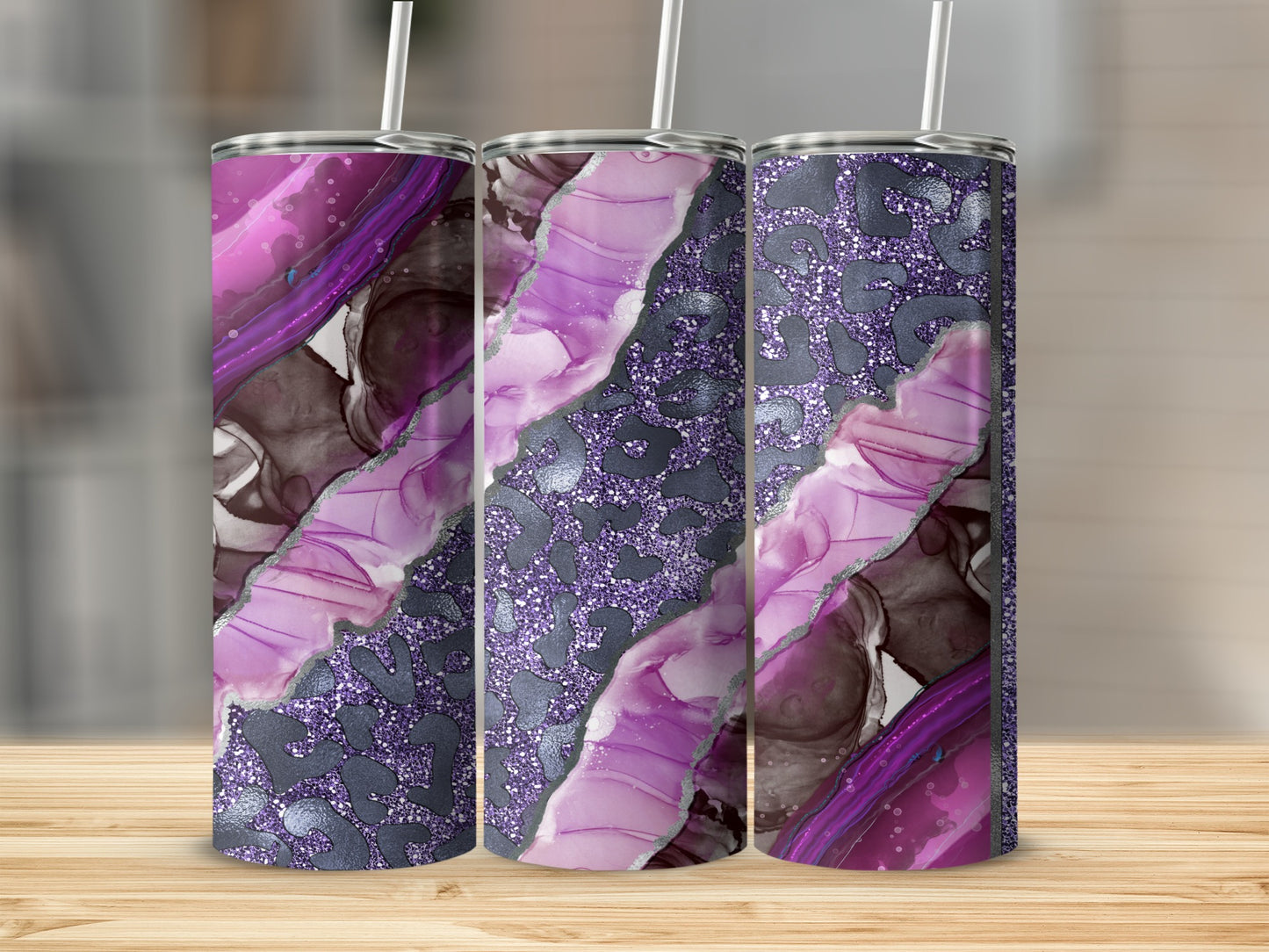 Glitter Purple Animal Print Tumbler Product