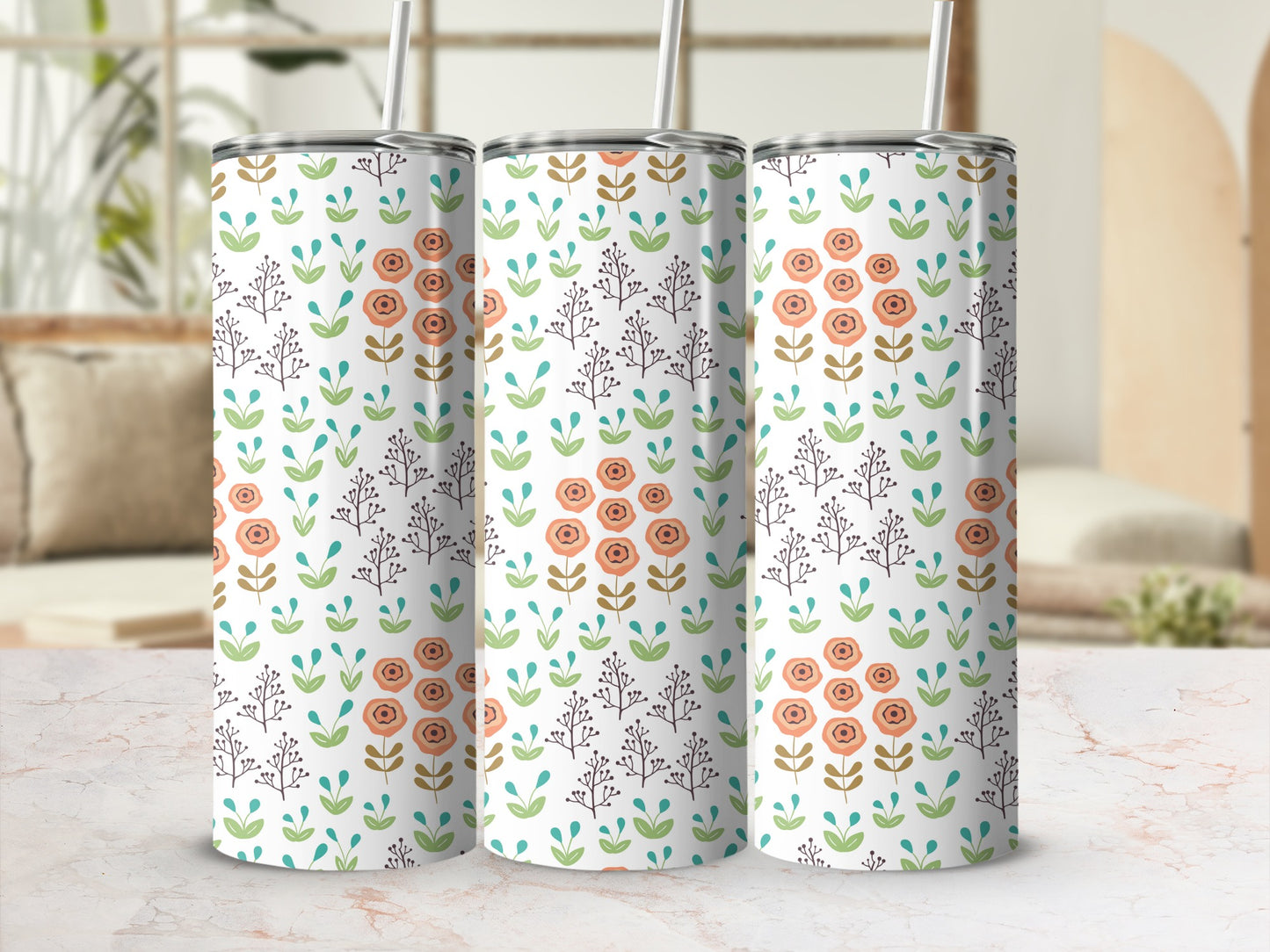 Colorful Floral Pattern Design on Tumbler Product