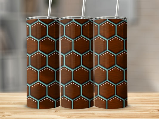 Geometric Honeycomb Pattern Teal Outlines product type