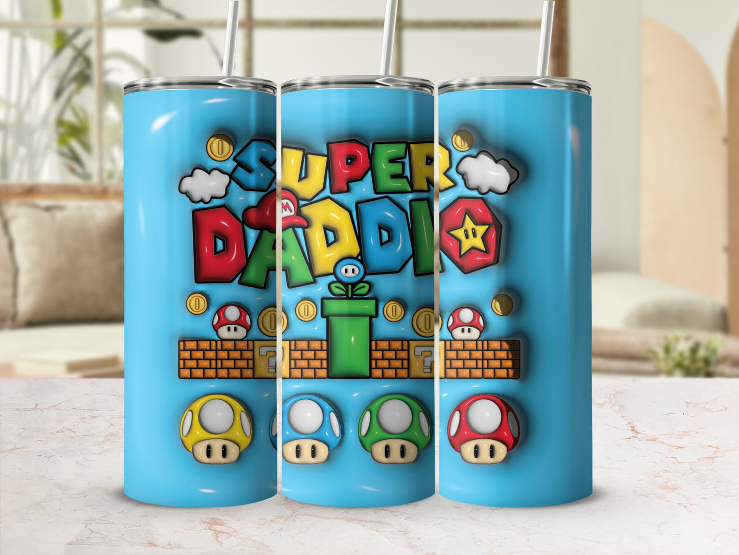 Super Daddy Gamer Theme Tumbler Travel Mug Cup Flask