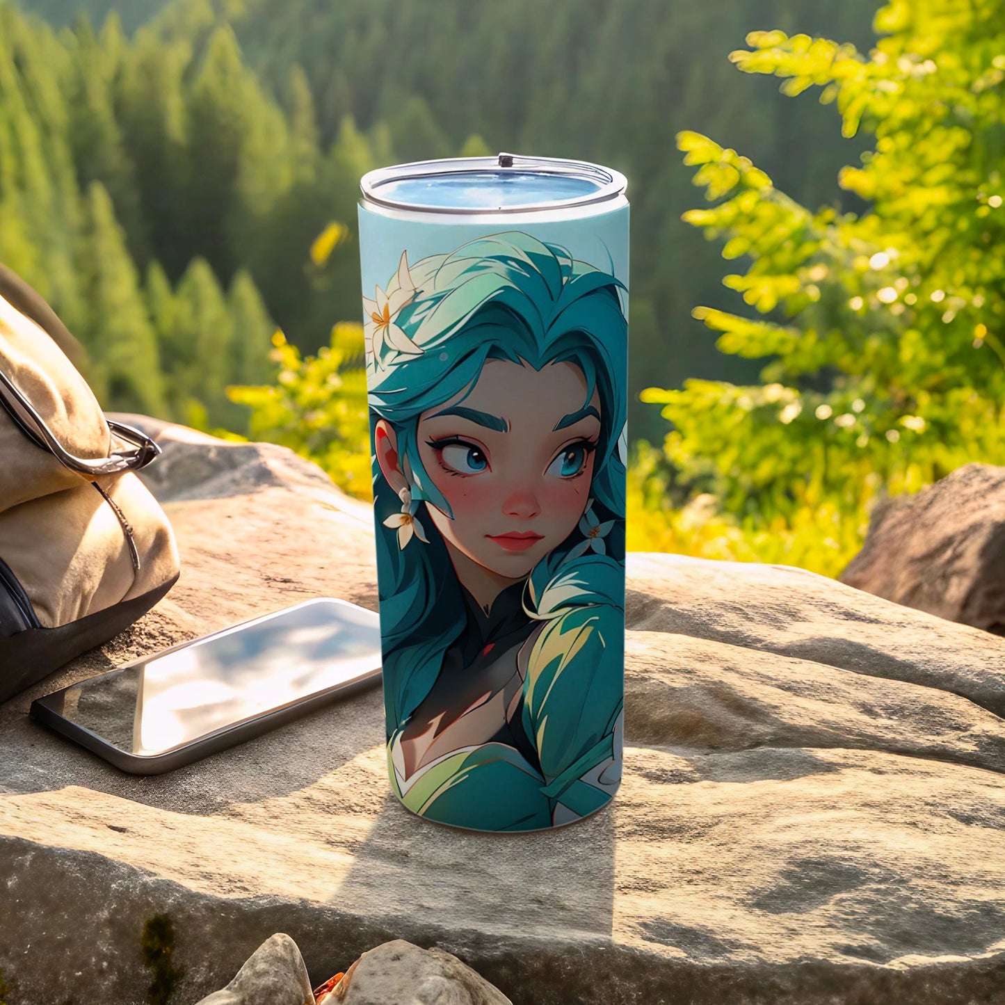 Beautiful Anime Character Tumbler with Nature Background
