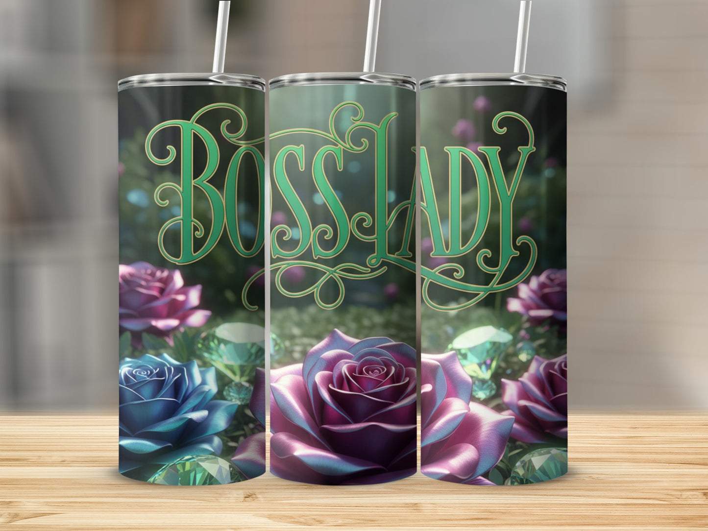 Boss Lady Floral Tumbler with Rose Design
