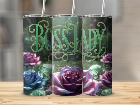Boss Lady Floral Tumbler with Rose Design