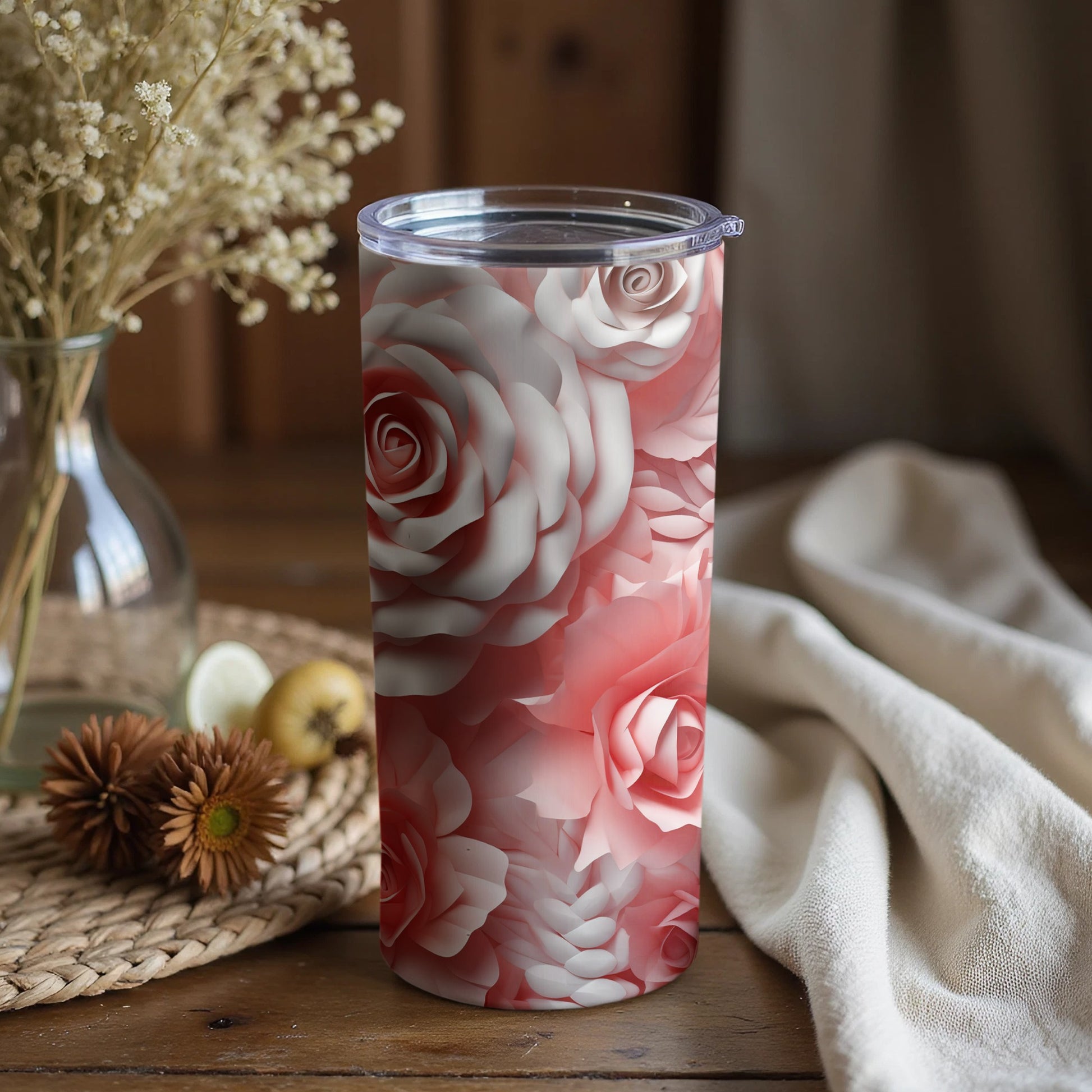 Floral Rose Design Insulated Tumbler Product