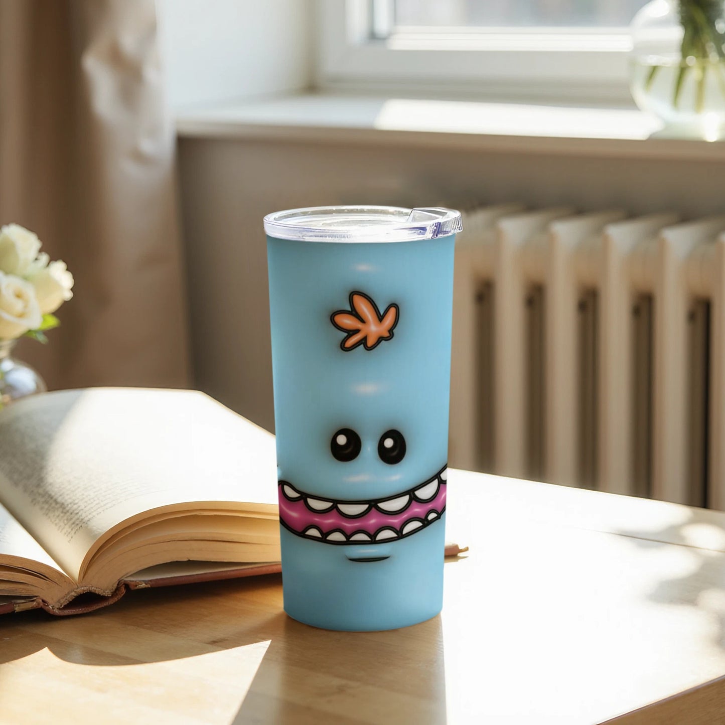 Cute Blue Monster Design Insulated Travel Mug