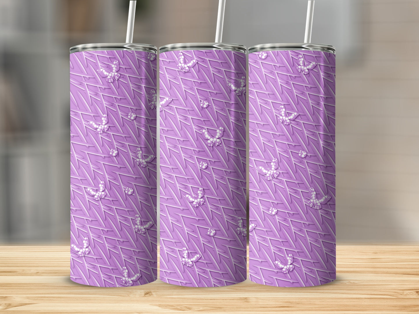 Vibrant Lavender Geometric Pattern White Butterflies Dots product type