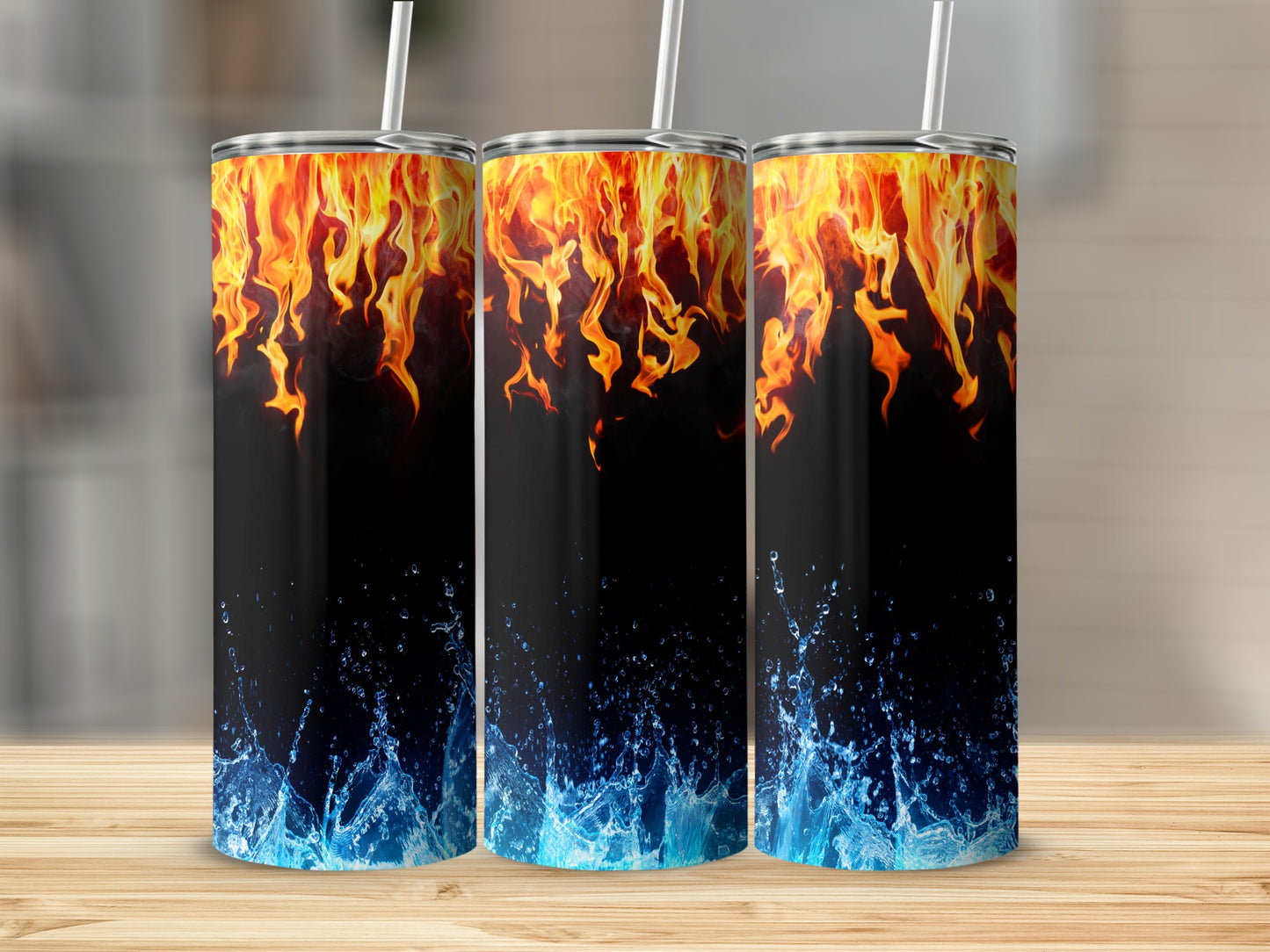 Fire And Water Flames Versus Splashes Photo Tumblers
