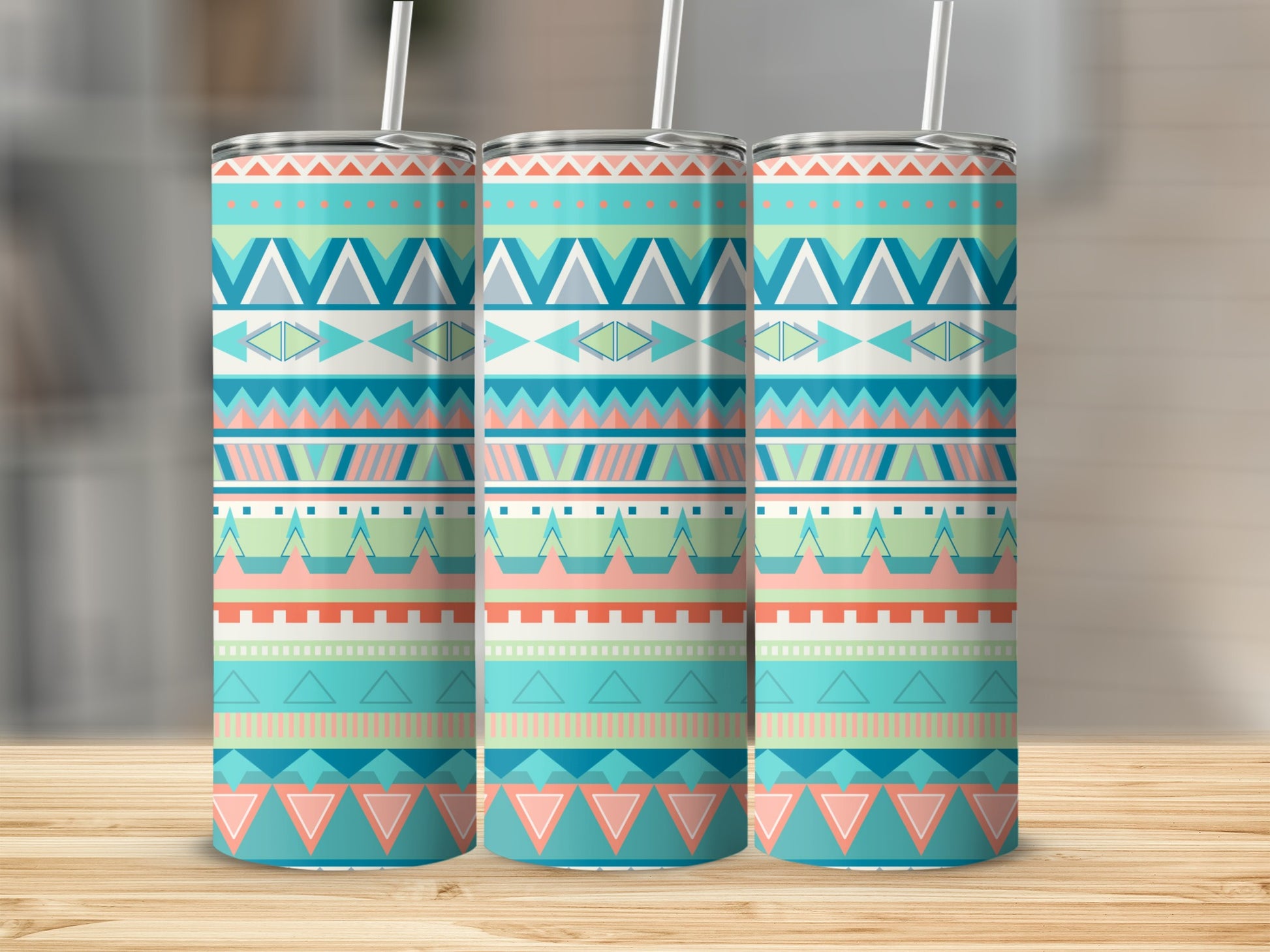Colorful Geometric Pattern Insulated Tumbler product