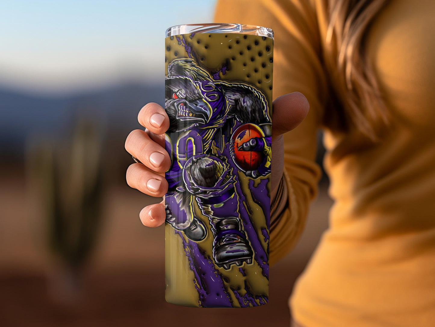 Baltimore Ravens Running Back Mascot Artwork Design Tumblers
