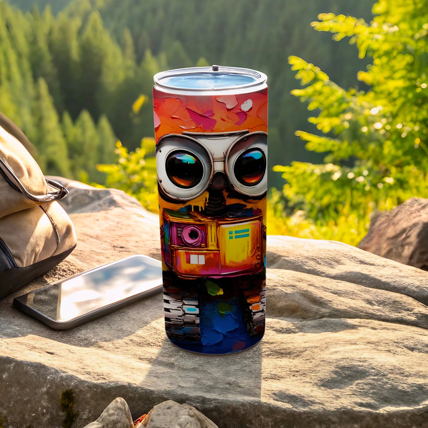 Colorful Robot Art Design Tumbler for Outdoor Adventures