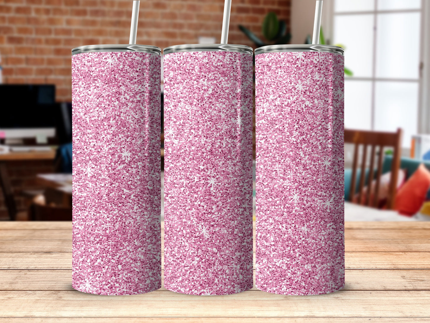 Glittering Pink Sparkle Design Tumbler Product